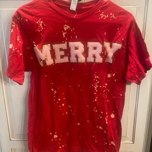 Red 'Merry' Graphic T-Shirt NWOT